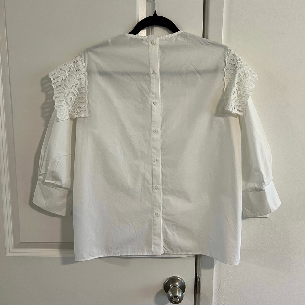 Sandro Lace Cotton Blouse, M - Picture 4 of 9